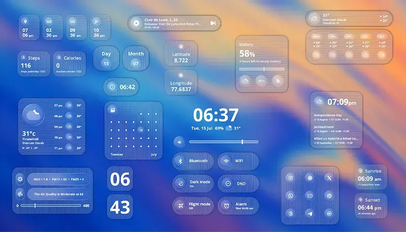 Tangkapan layar Liquid Glass KWGT Widgets 1