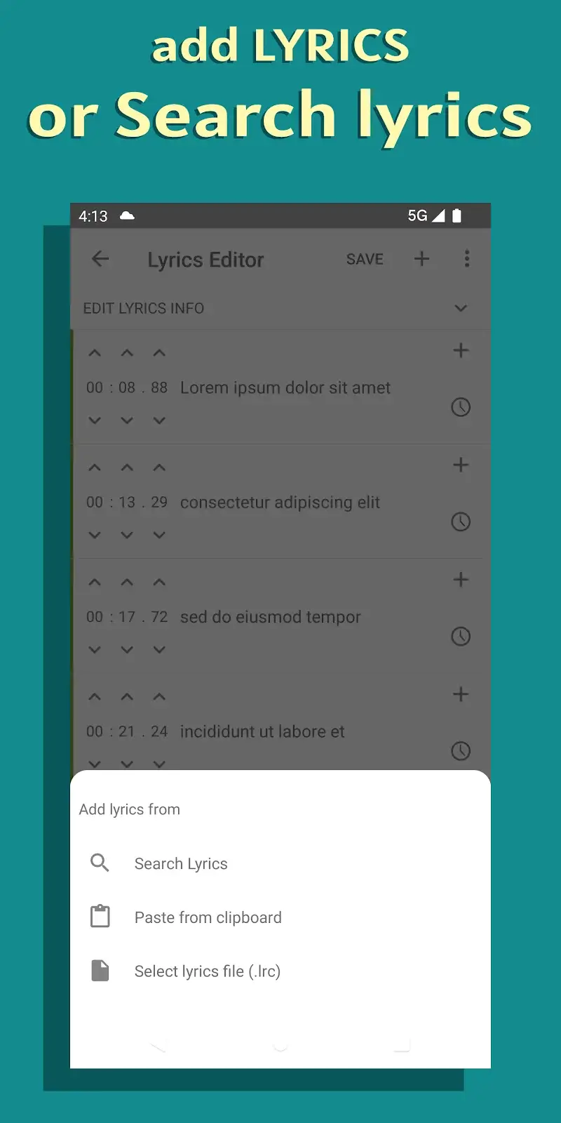 Lyrics Editor: Make Lyrics v26.8.100 APK captura 2