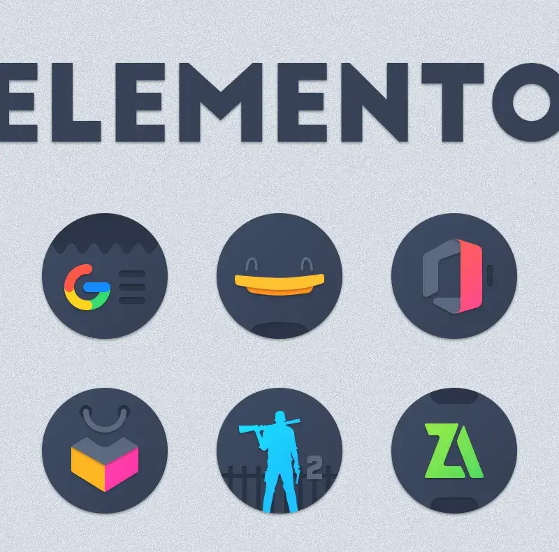 Contoh Tangkapan Layar 3 dari Elemento dark Icon Pack