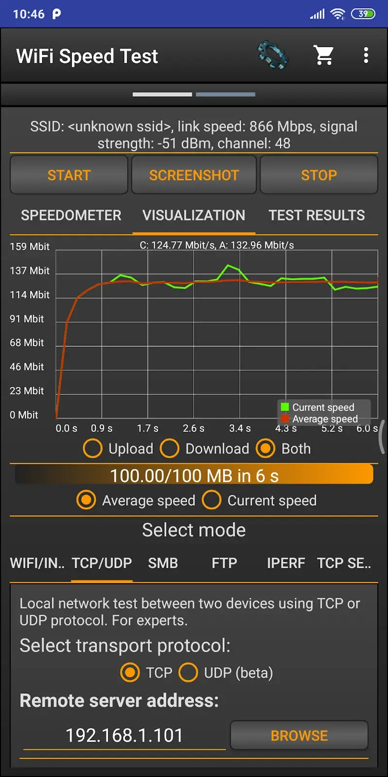 Tangkapan layar WiFi Speed Test Pro 2