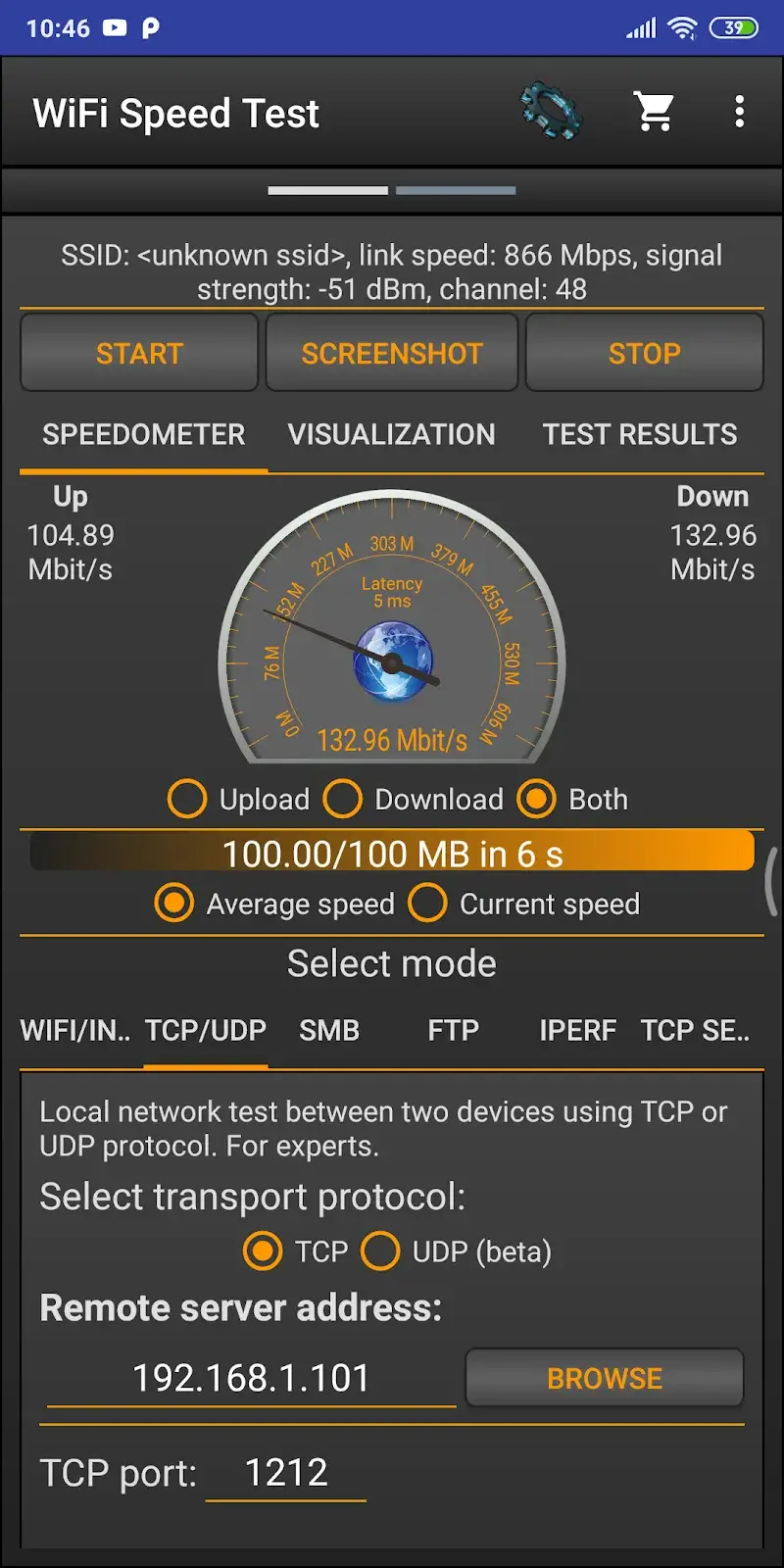 Tangkapan layar WiFi Speed Test Pro 3