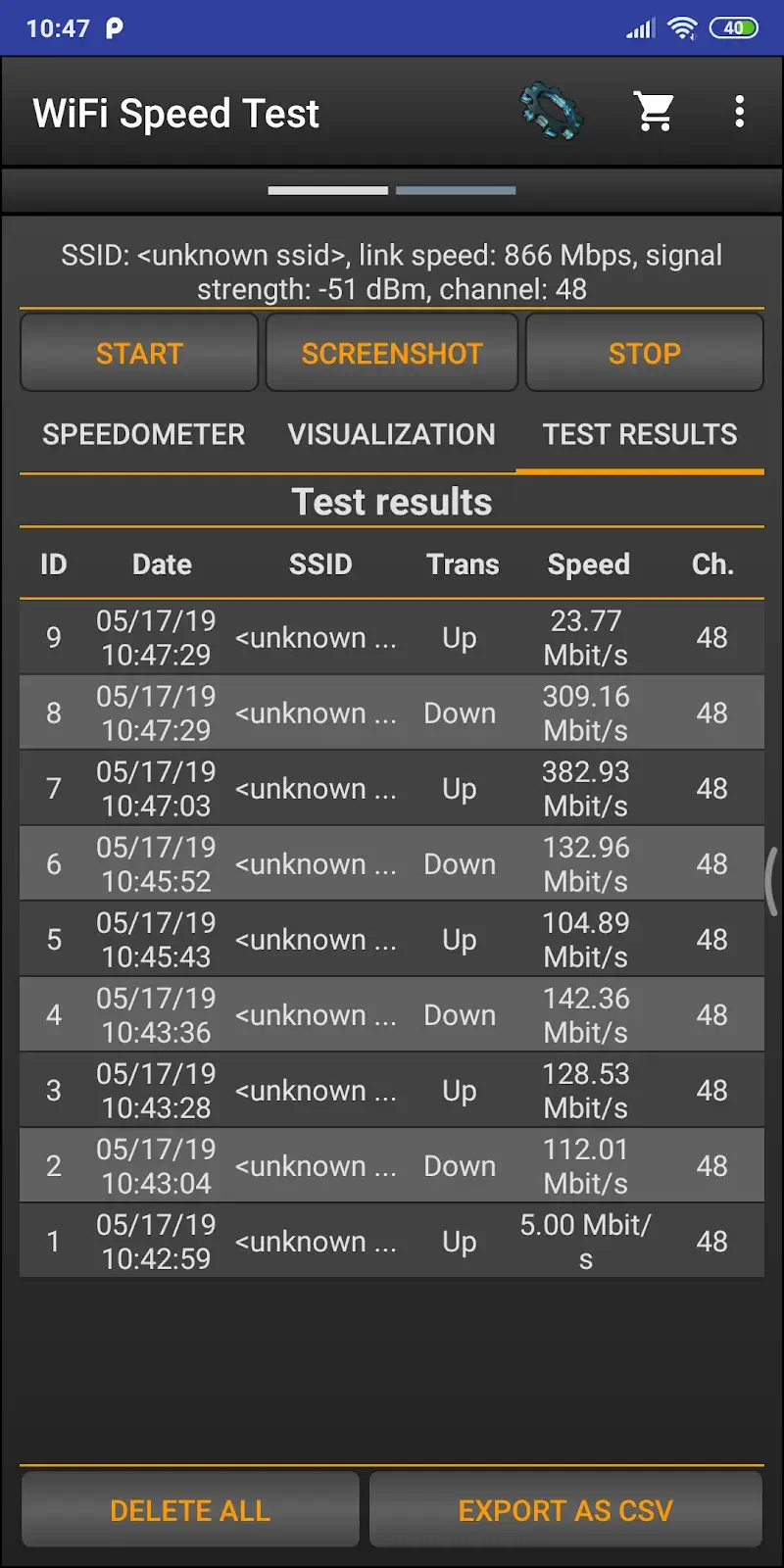 Tangkapan layar WiFi Speed Test Pro 4