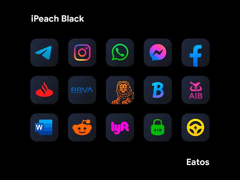 iPeach Black - Icon Pack APK Screenshot 3
