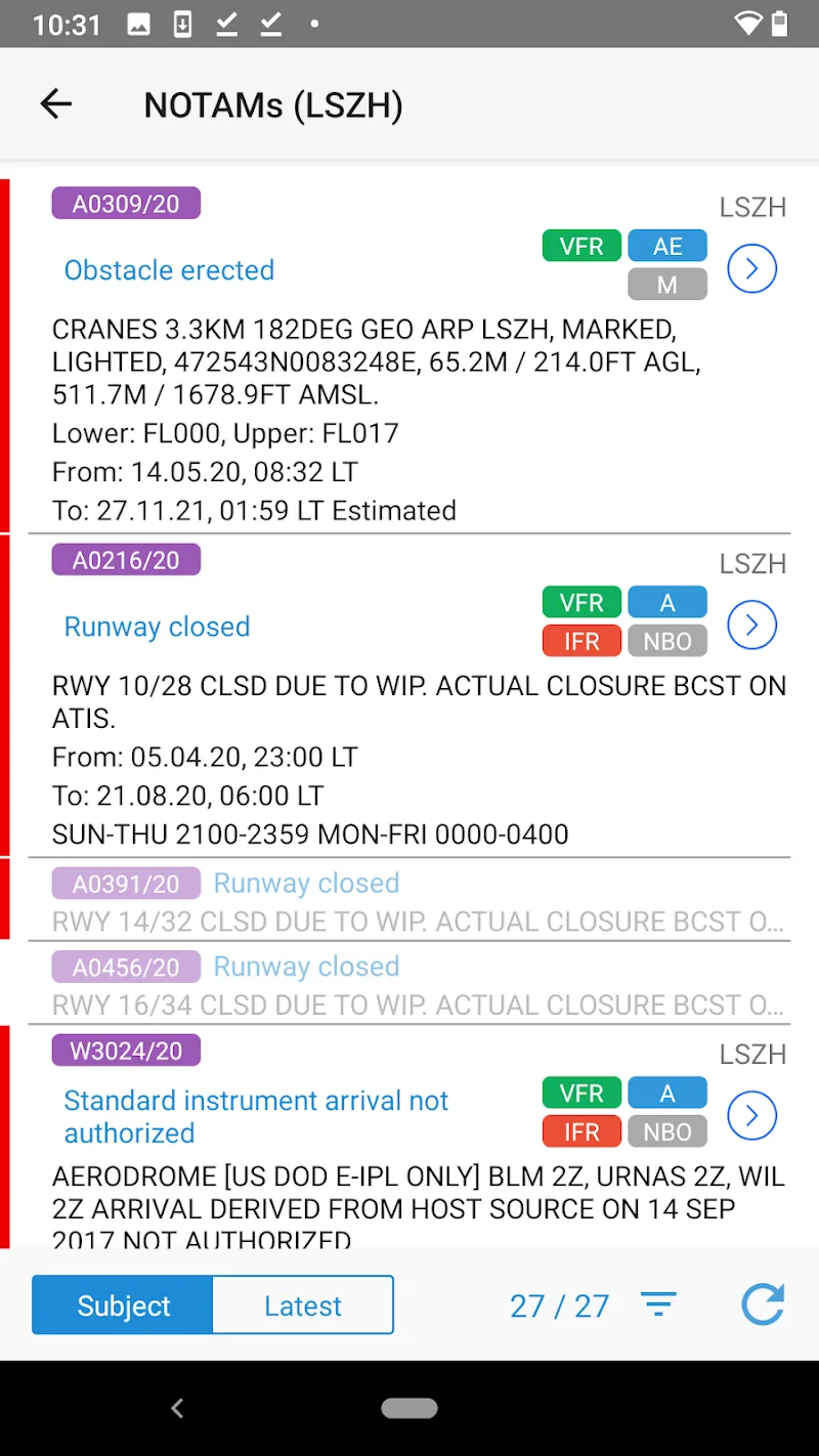Capture d'écran de l'application AeroWeather 5