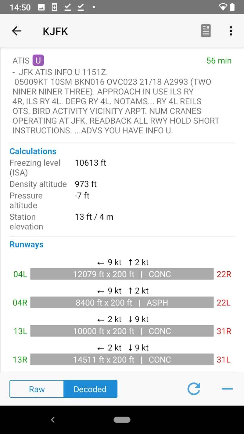 Capture d'écran de l'application AeroWeather 4