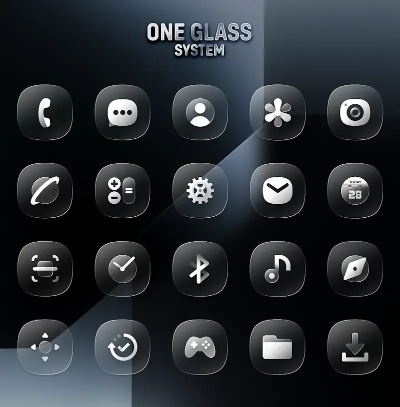 Captura de tela do One UI Glass IconPack 2