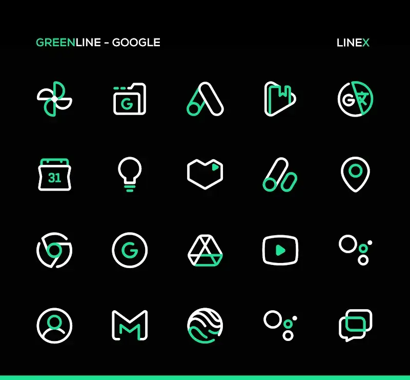 GreenLine Icon Pack : LineX screenshot 4