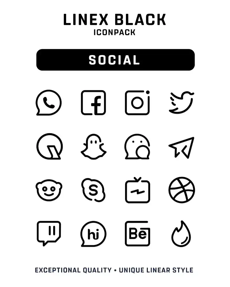 LineX Black Icon Pack Visual Preview 3