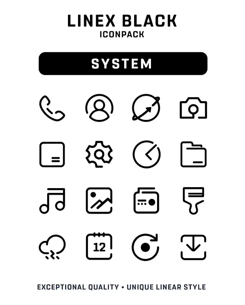 LineX Black Icon Pack Visual Preview 4