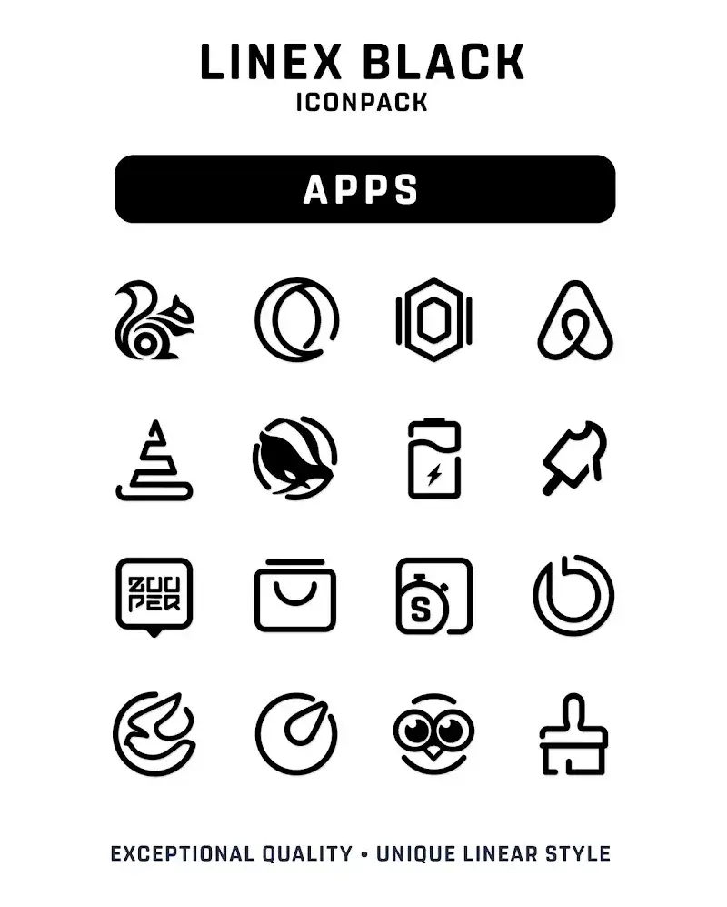 LineX Black Icon Pack Visual Preview 1
