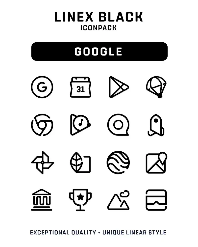 LineX Black Icon Pack Visual Preview 2