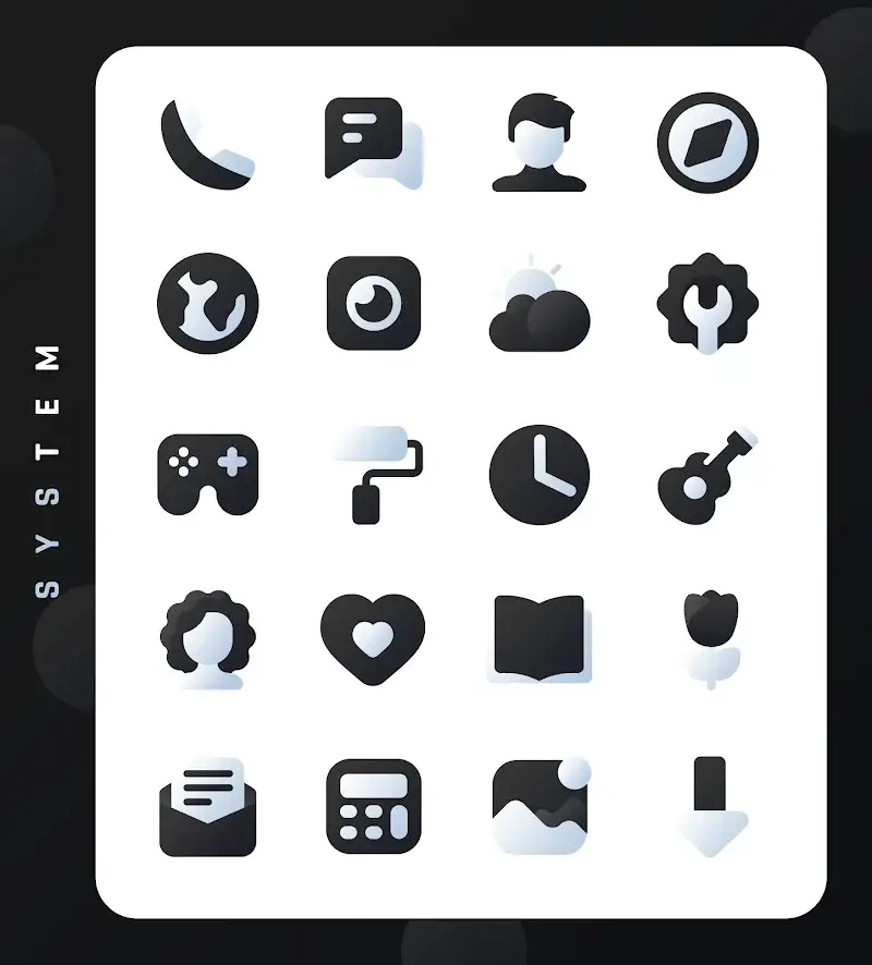 Black Icon Pack : LuX screenshot 1