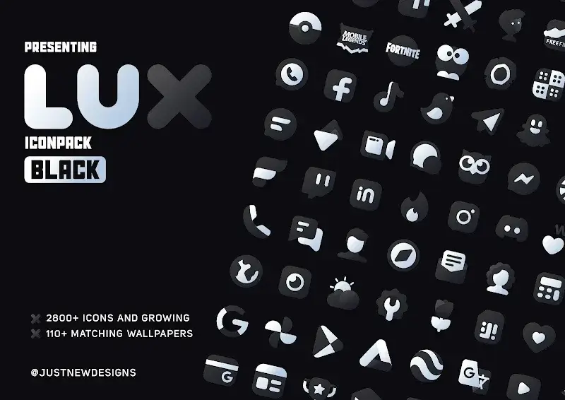 Black Icon Pack : LuX screenshot 6