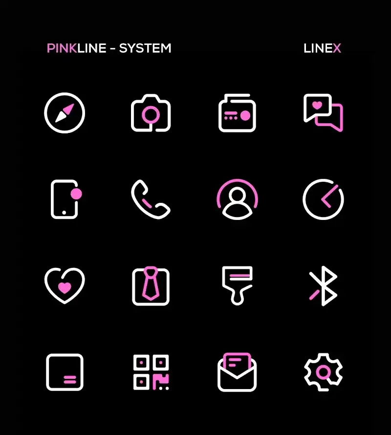 Capture d'écran 2 de PinkLine Icon Pack: LineX Pink