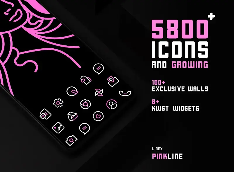 Capture d'écran 1 de PinkLine Icon Pack: LineX Pink