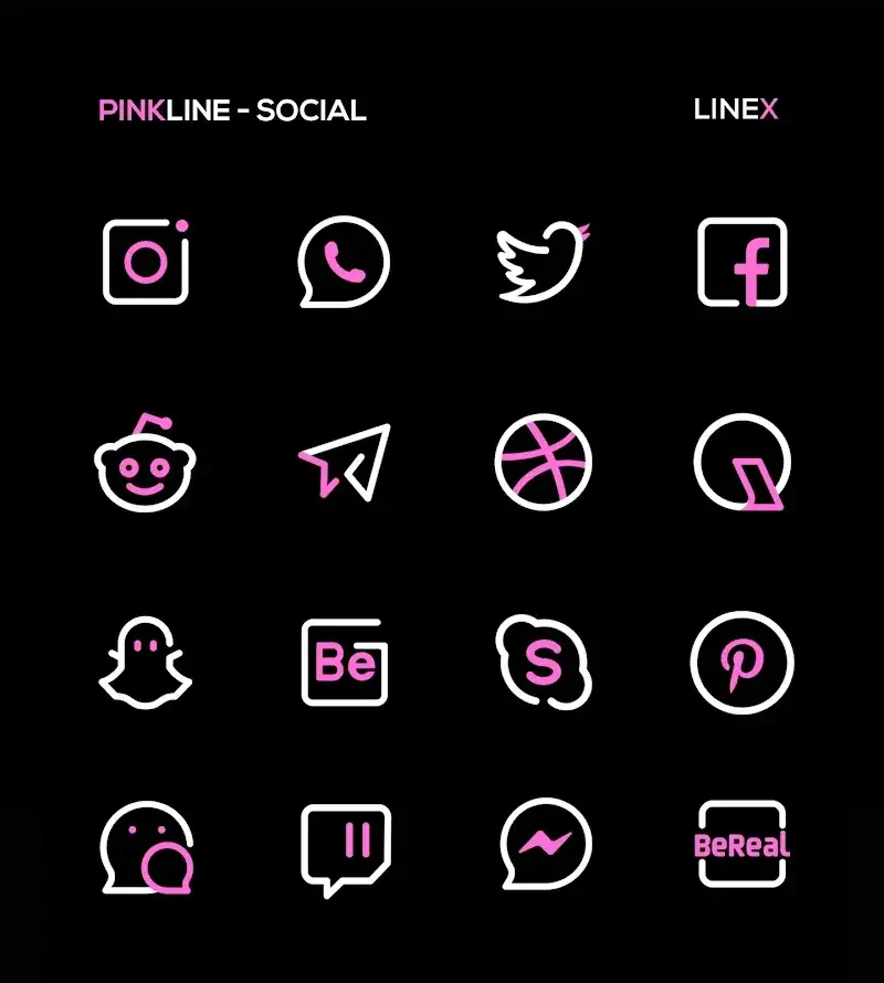 Capture d'écran 3 de PinkLine Icon Pack: LineX Pink