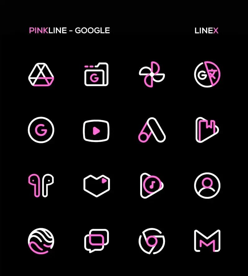 Capture d'écran 5 de PinkLine Icon Pack: LineX Pink