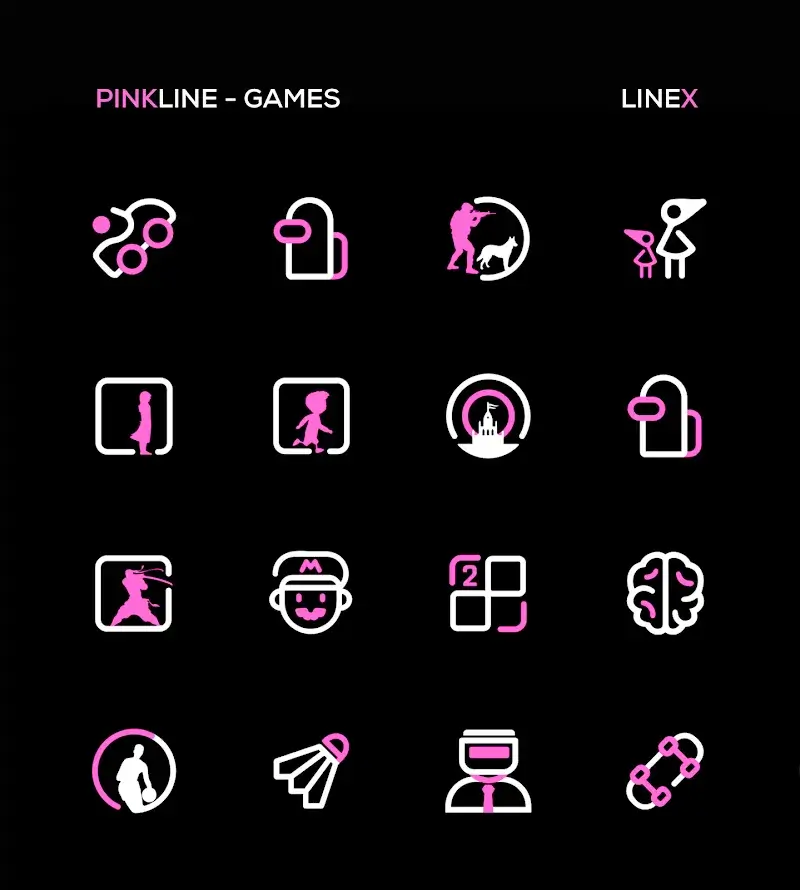 Capture d'écran 4 de PinkLine Icon Pack: LineX Pink