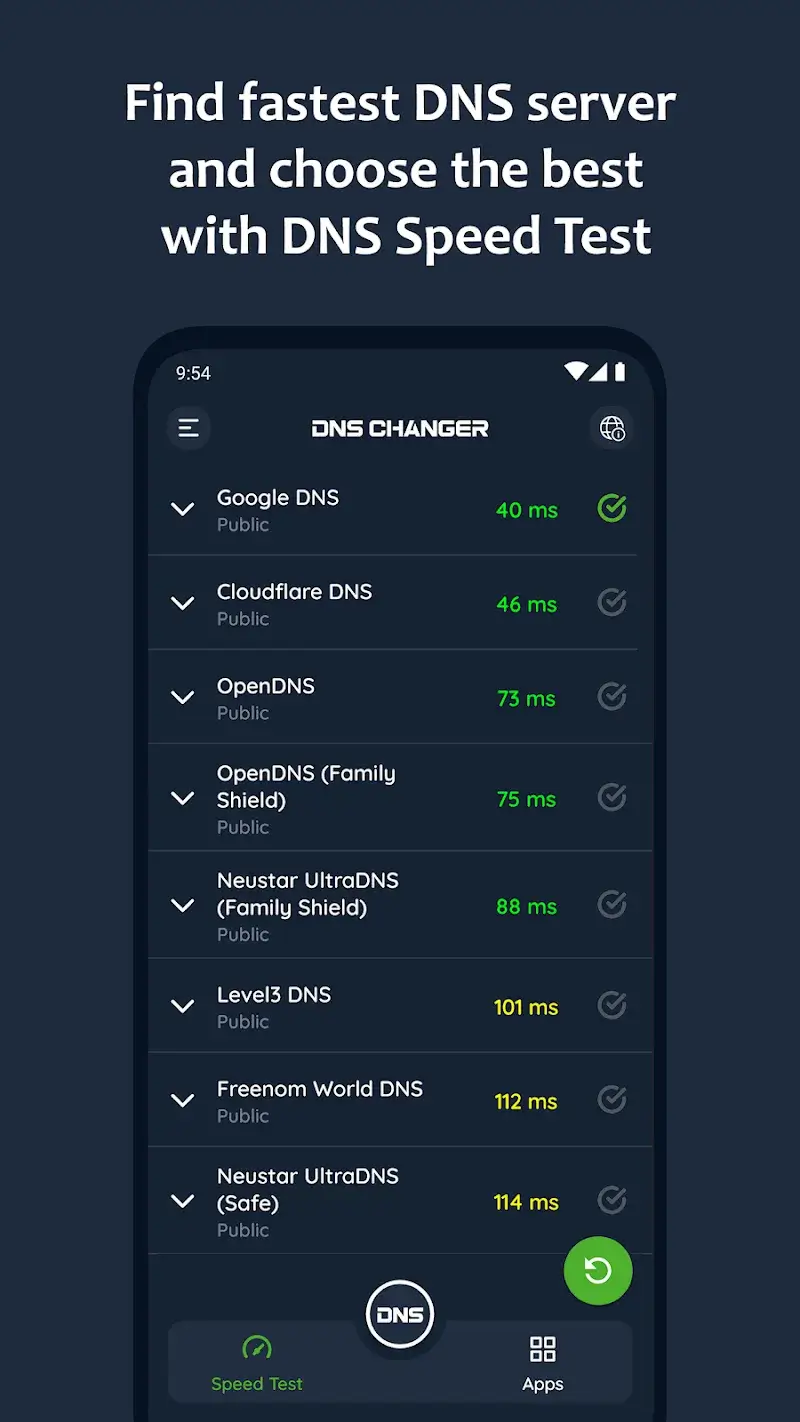 Captura de pantalla de DNS Changer 4