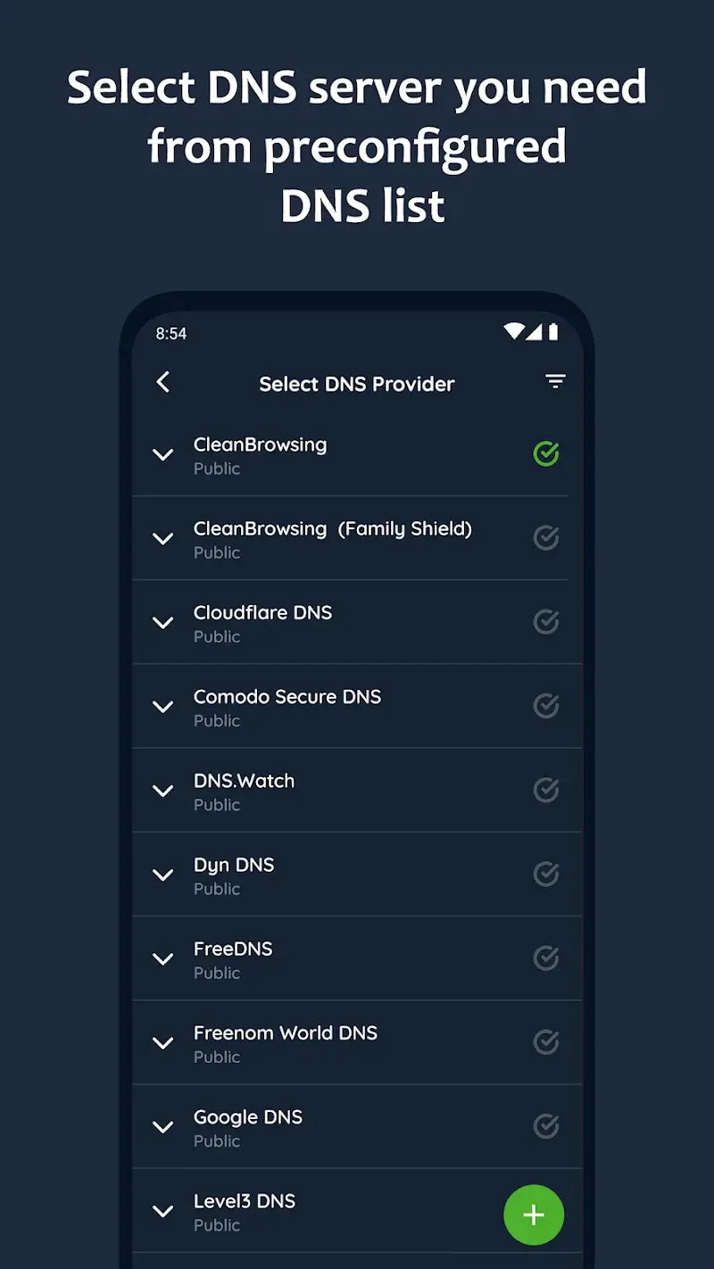 Captura de pantalla de DNS Changer 2