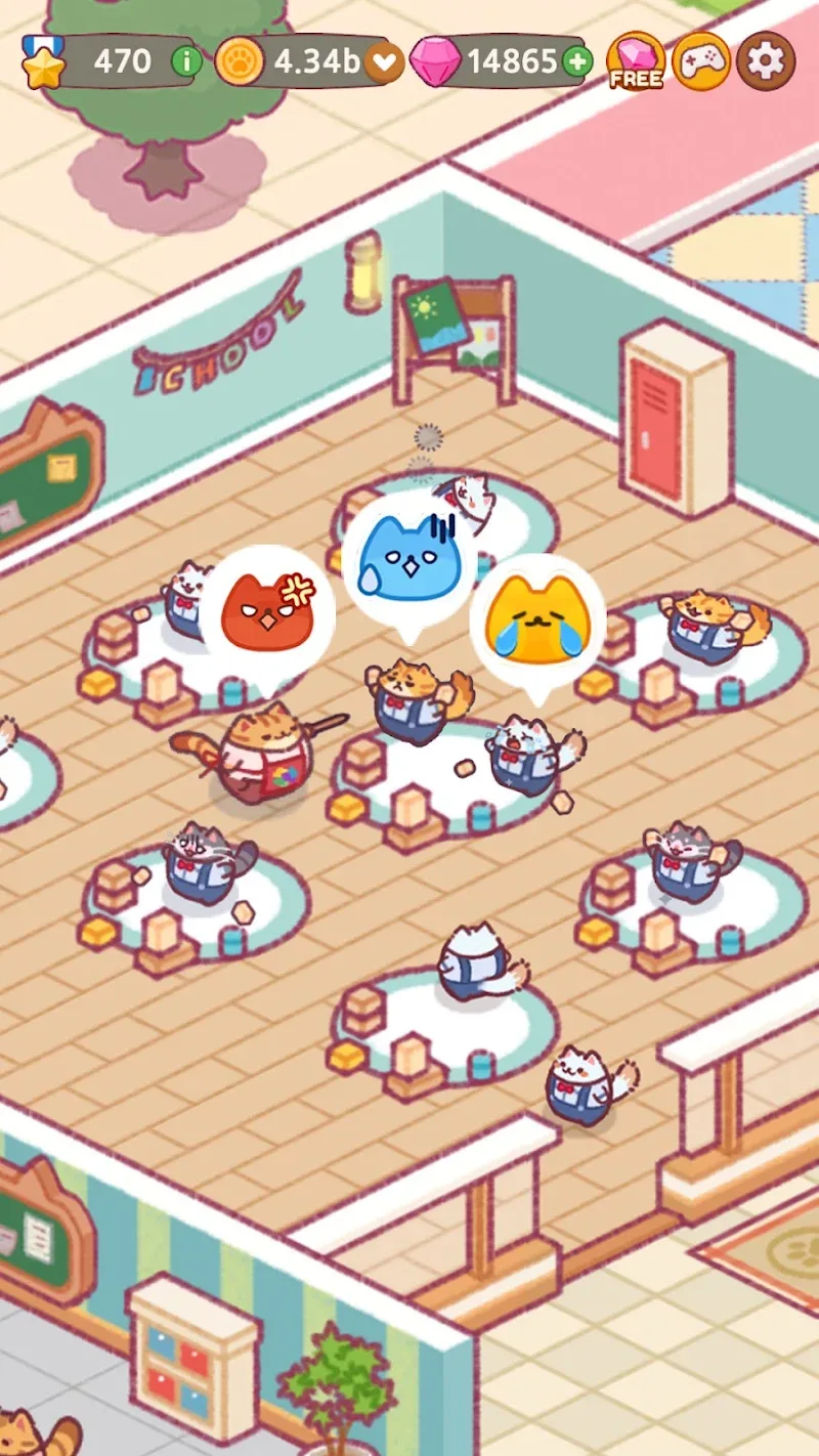 Captura de tela do gameplay de Cat School 2