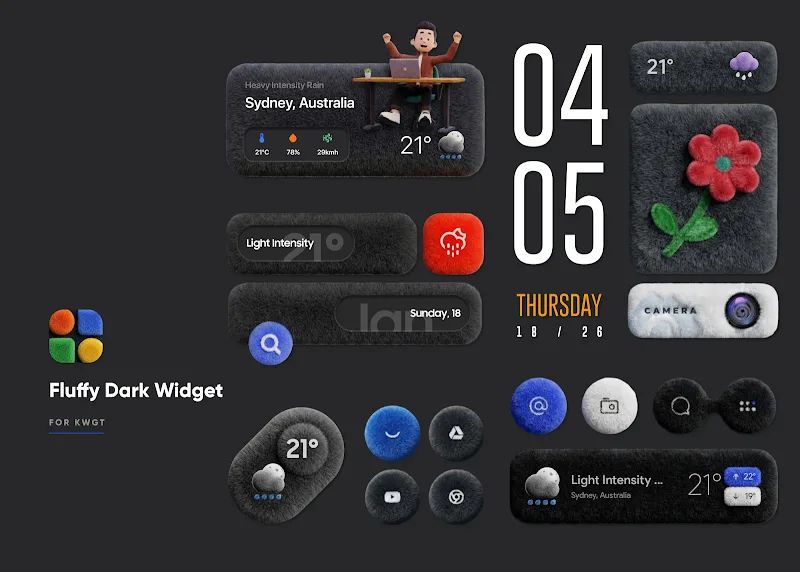 Pratinjau Fluffy Dark Widgets 3