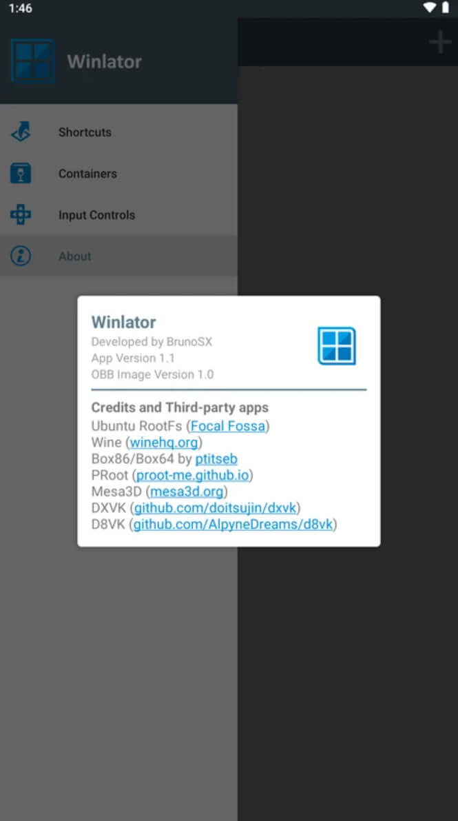 Prévia do Winlator executando software 3