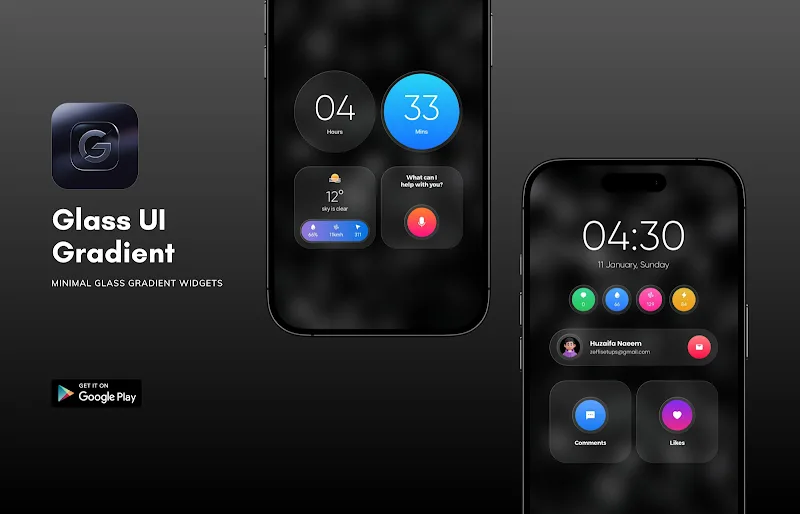 Captura de tela 6 do Glass UI Gradient KWGT