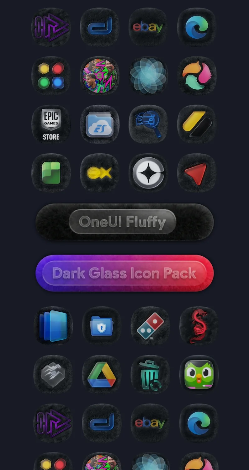 OneUI Fluffy Dark Glass Icons Screenshot 6