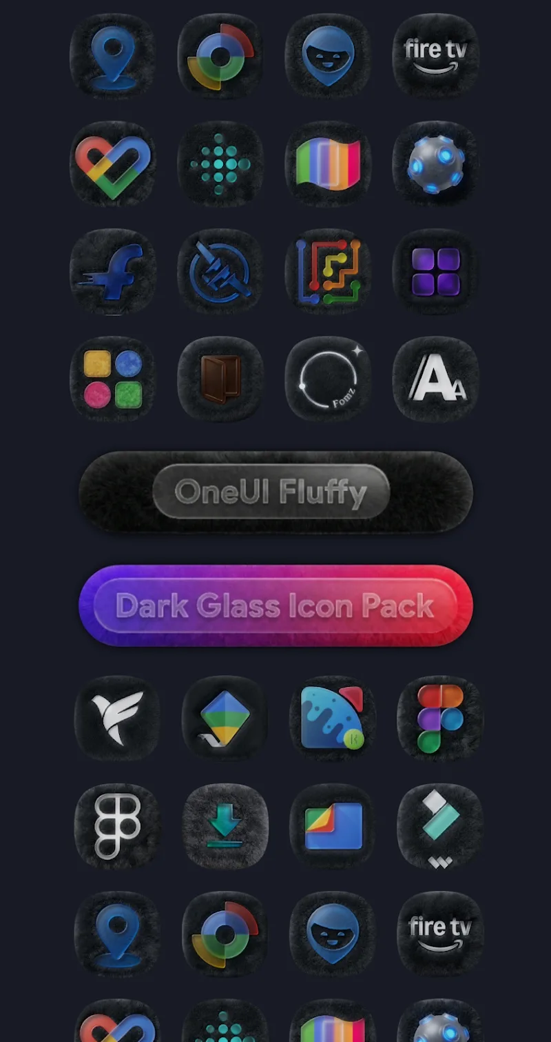 OneUI Fluffy Dark Glass Icons Screenshot 5