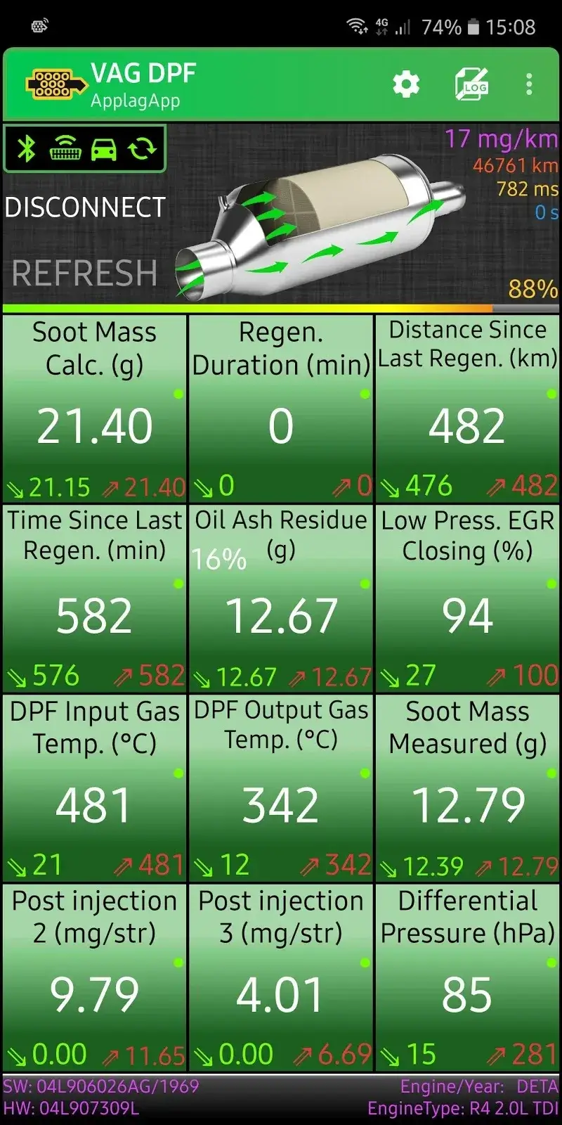 Capture d'écran VAG DPF 4