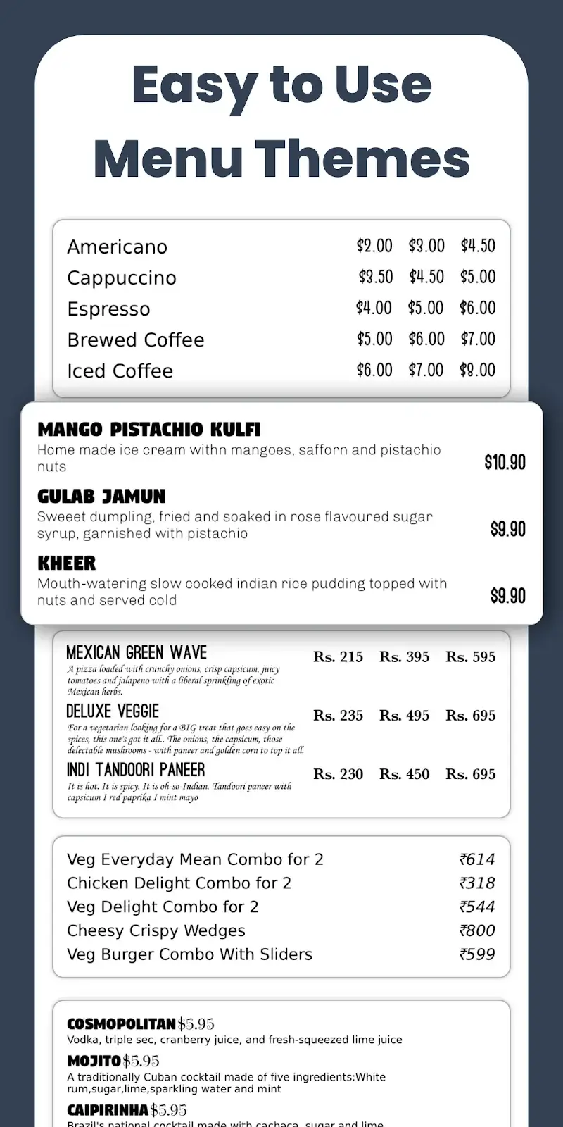 Menu Maker captura de pantalla 4