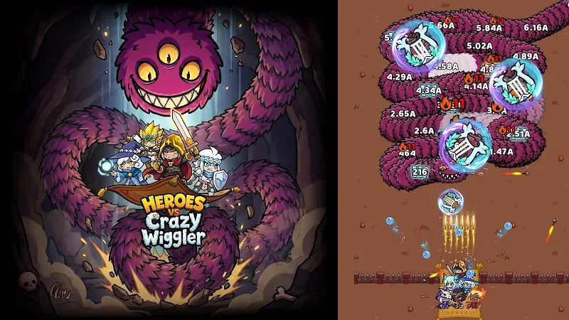 Aperçu du gameplay de Heroes vs Crazy Wiggler 6