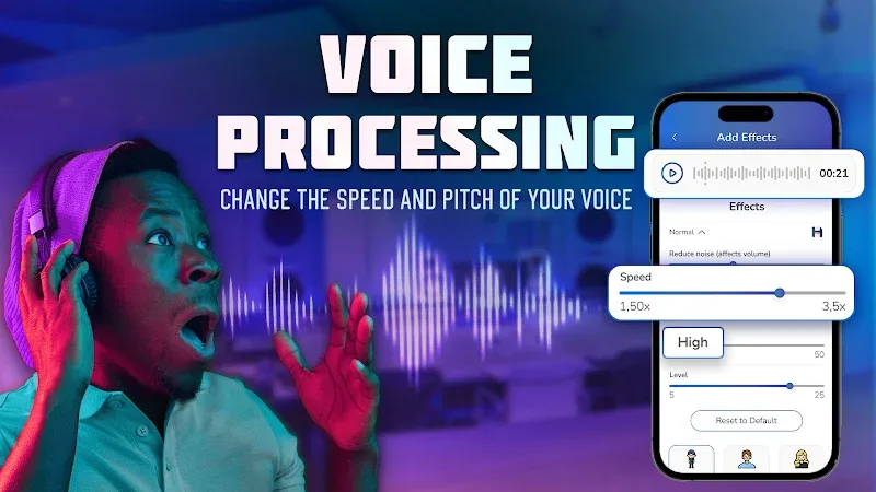 Gambar yang menampilkan fitur-fitur aplikasi Voice Changer