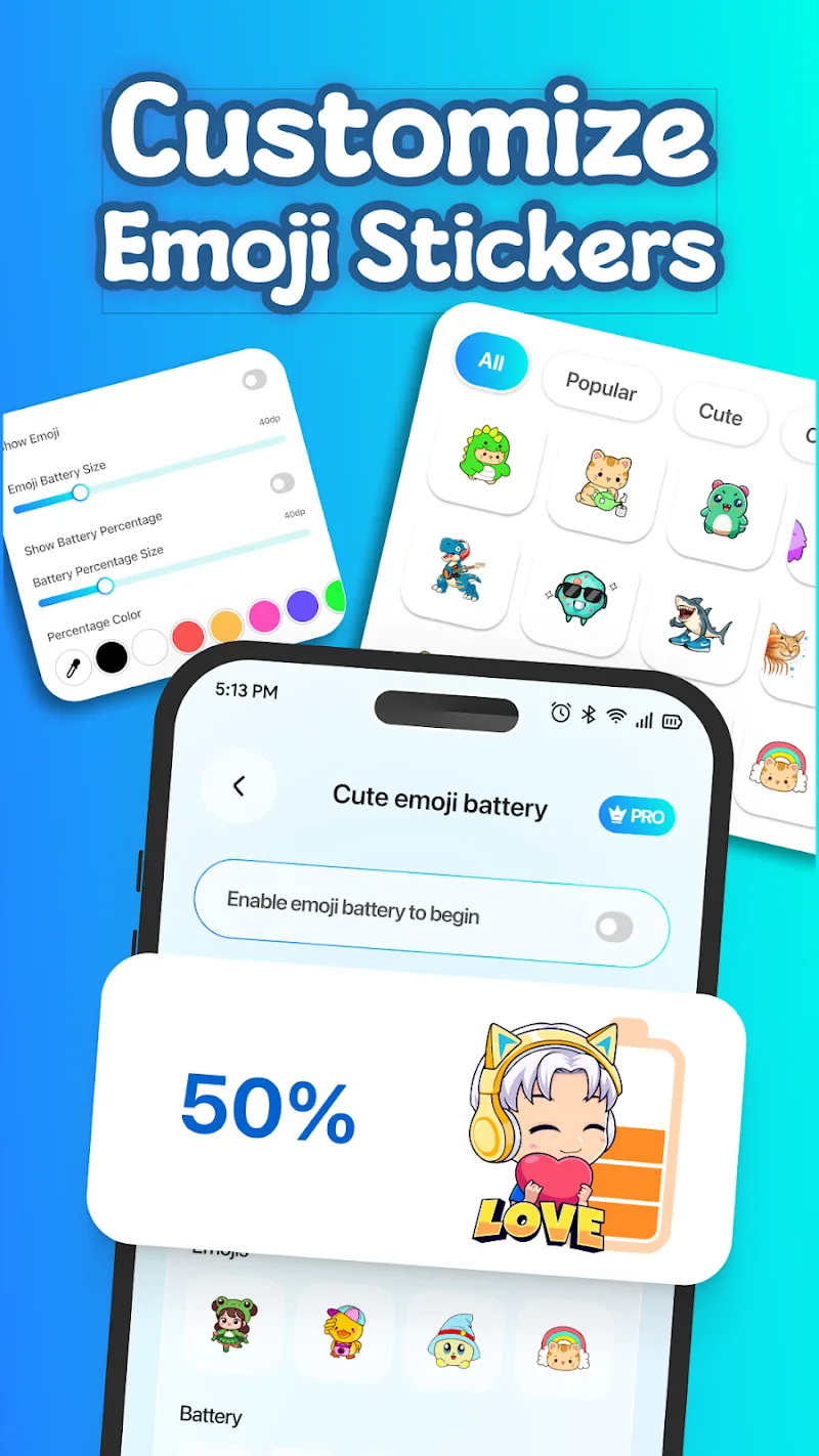 Vista previa 5 de Emoji Battery Icon Customize