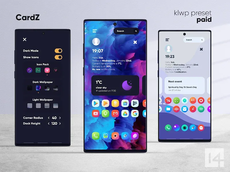 User Interface Preview of One4KLWP Pro