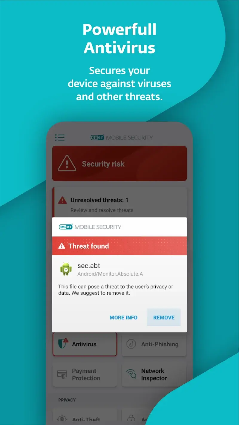 Captura de tela 1 do ESET Mobile Security Antivirus