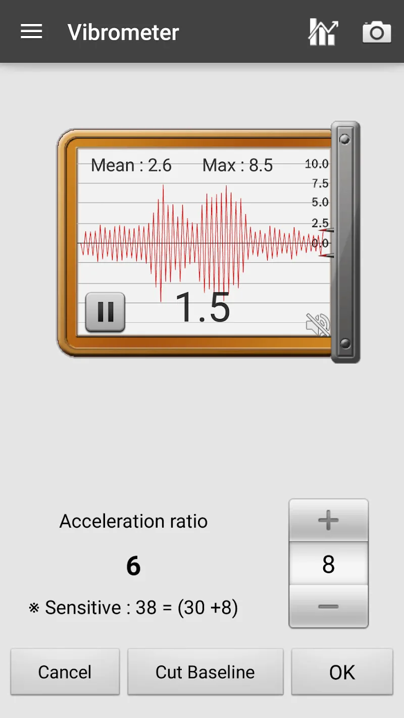 Sixième capture d'écran illustrant les fonctionnalités de Sound Meter Pro