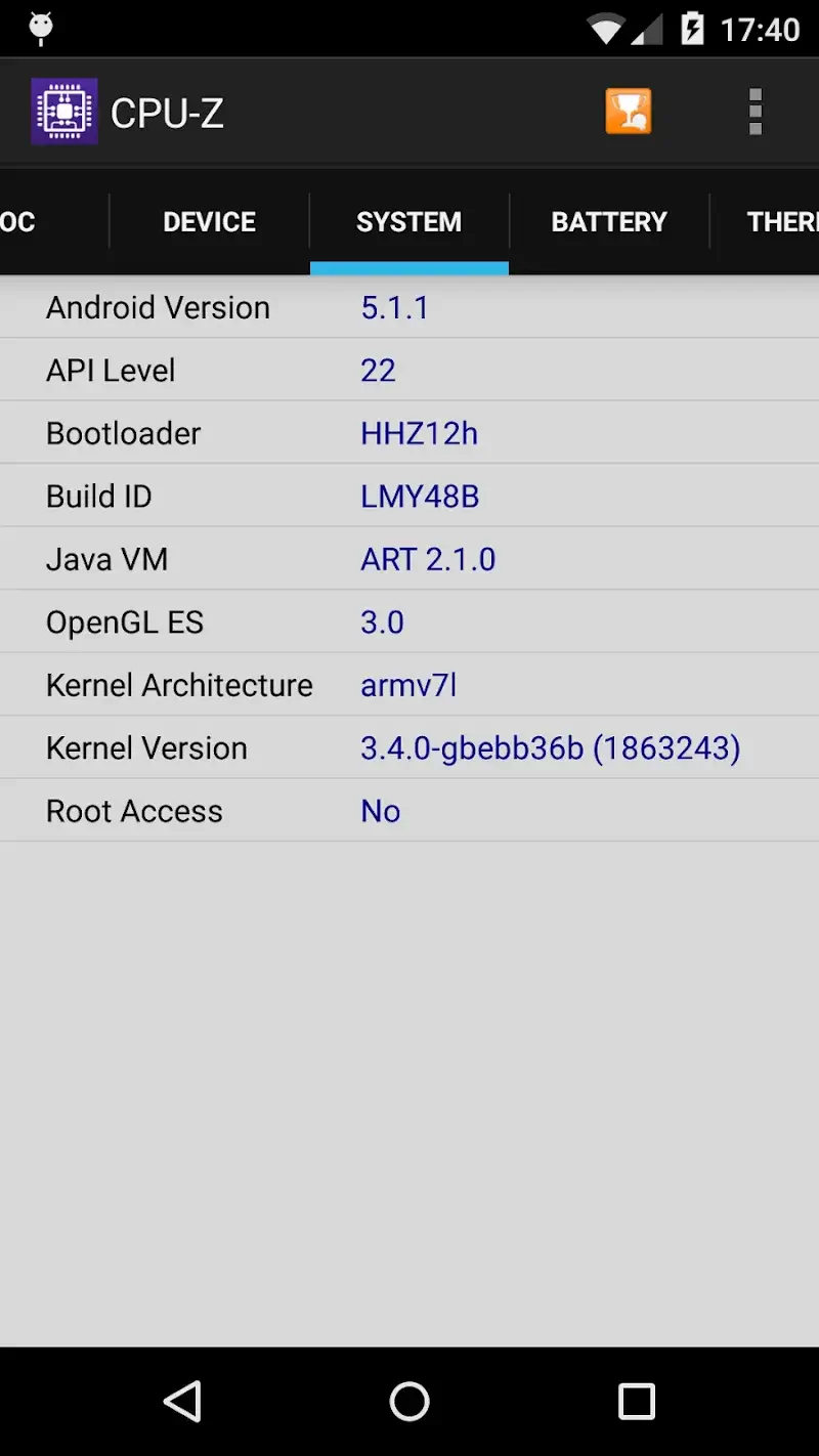 Capture d'écran 3 de CPU-Z v1.60 APK