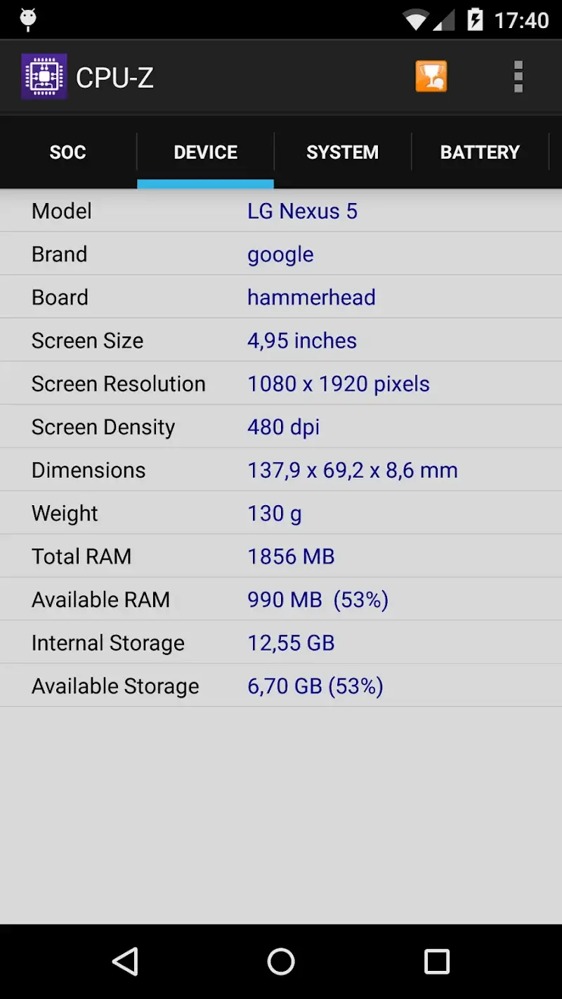 Capture d'écran 2 de CPU-Z v1.60 APK