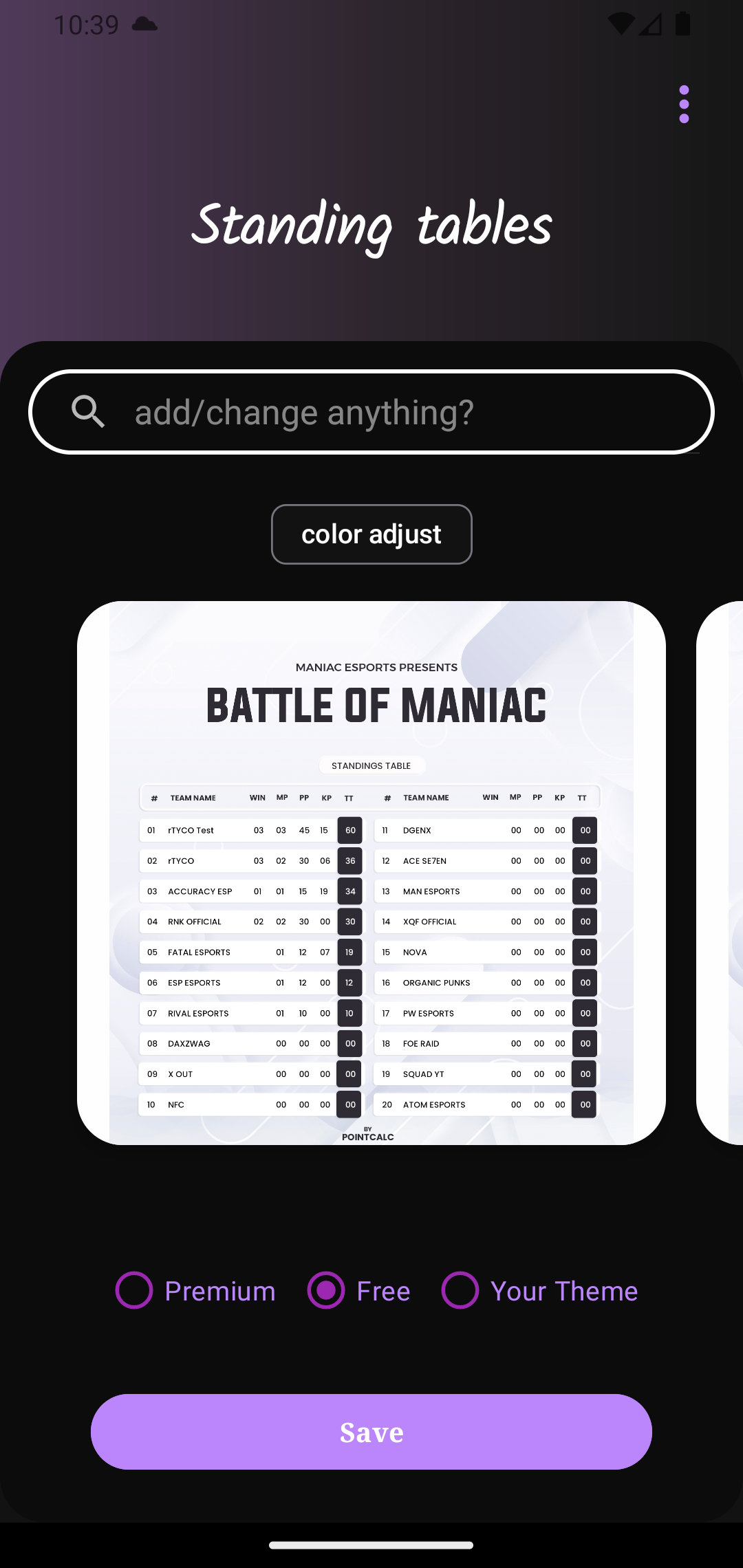 Pointcalc | Point Table Maker – Imagen 3