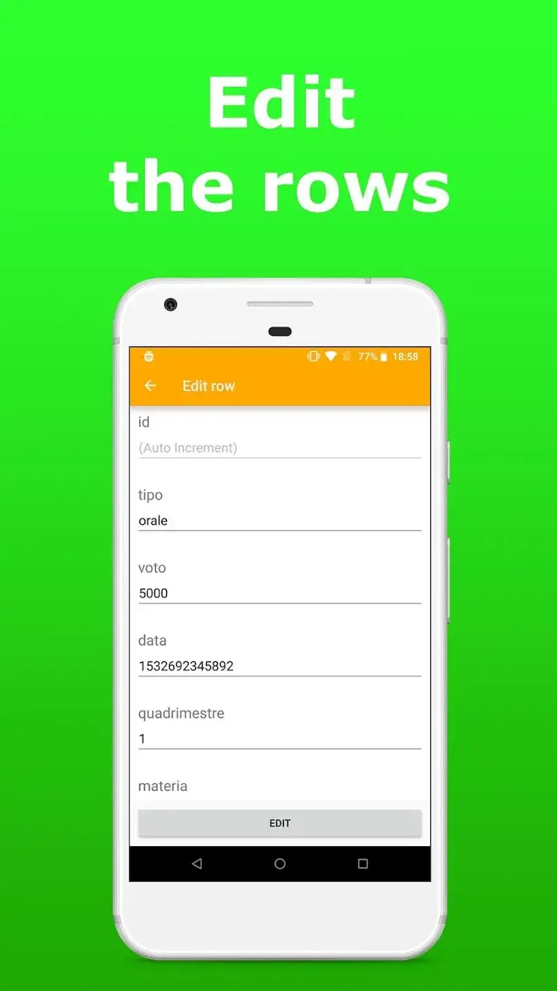 Anteprima app SQLite Database Editor 5