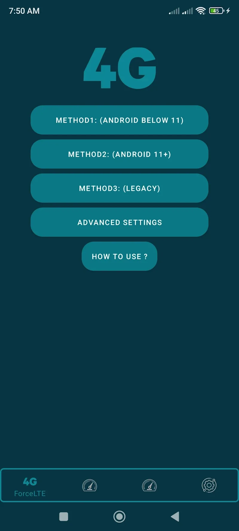ตัวอย่างแอป Force LTE Only 6