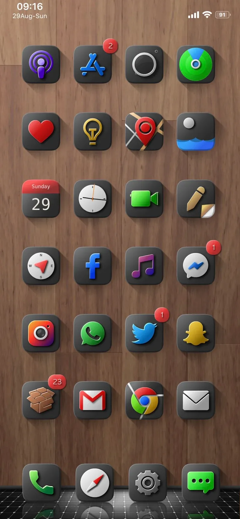 ตัวอย่างหน้าตาของ Shiiny Icon Pack - ภาพที่ 2